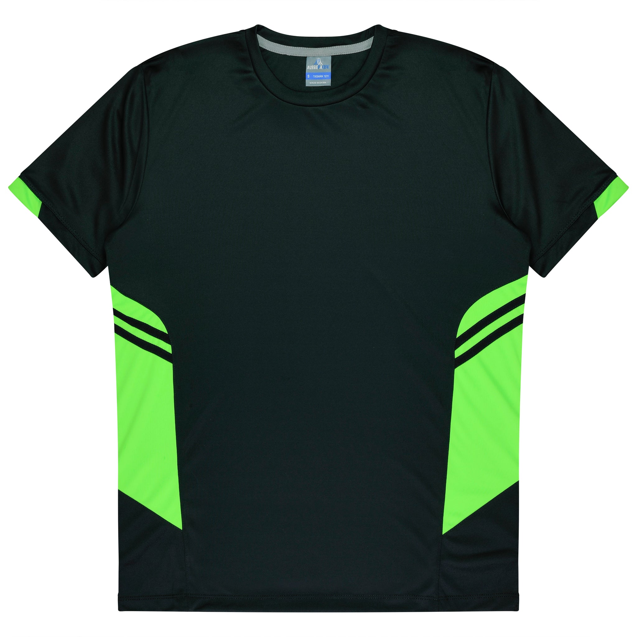 Tasman Mens Tee - Black/Neon Green