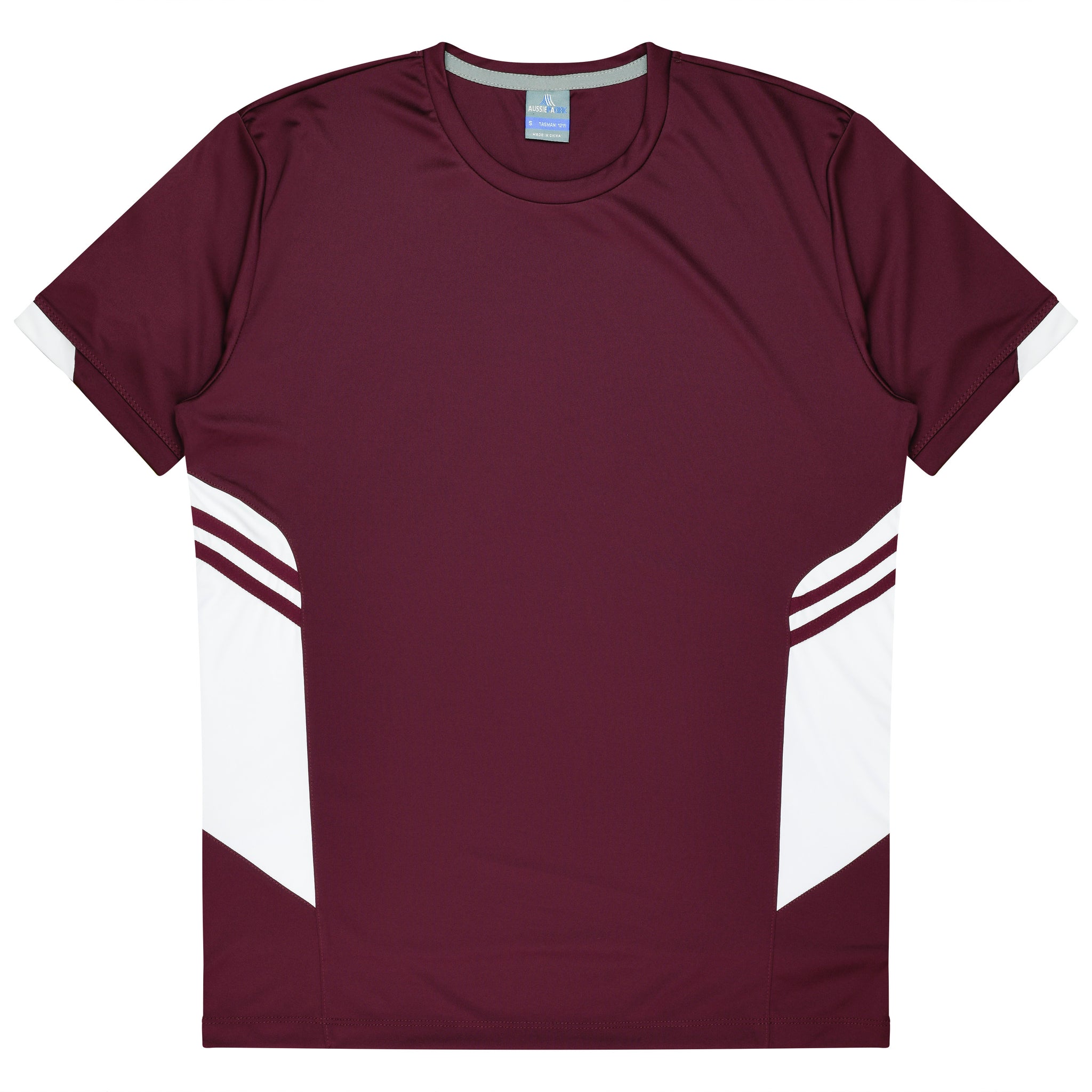 Tasman Mens Tee - Maroon/White