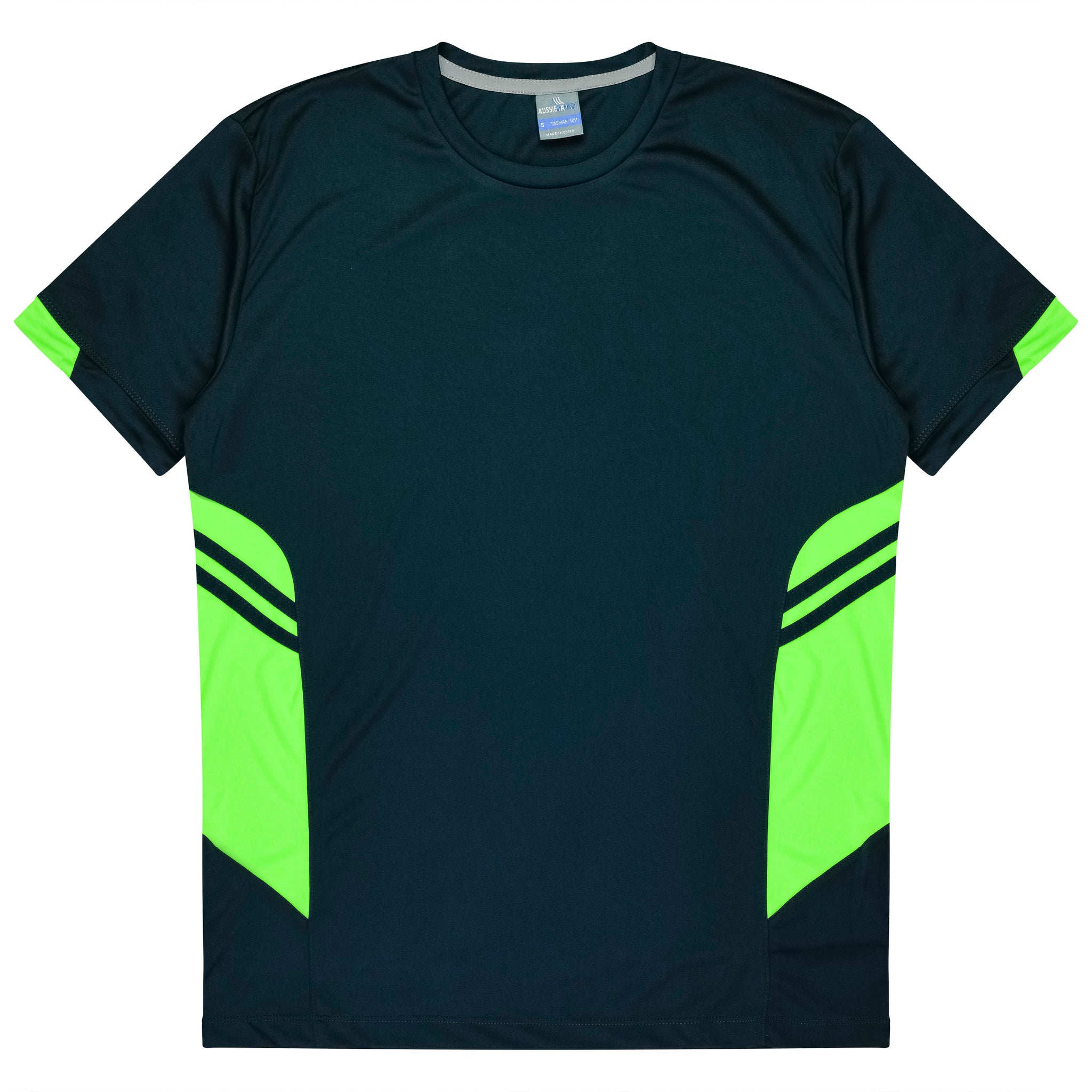 Tasman Mens Tee - Navy/Neon Green
