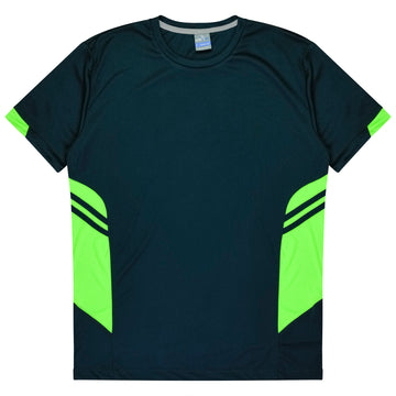 Tasman Mens Tee - Navy/Neon Green