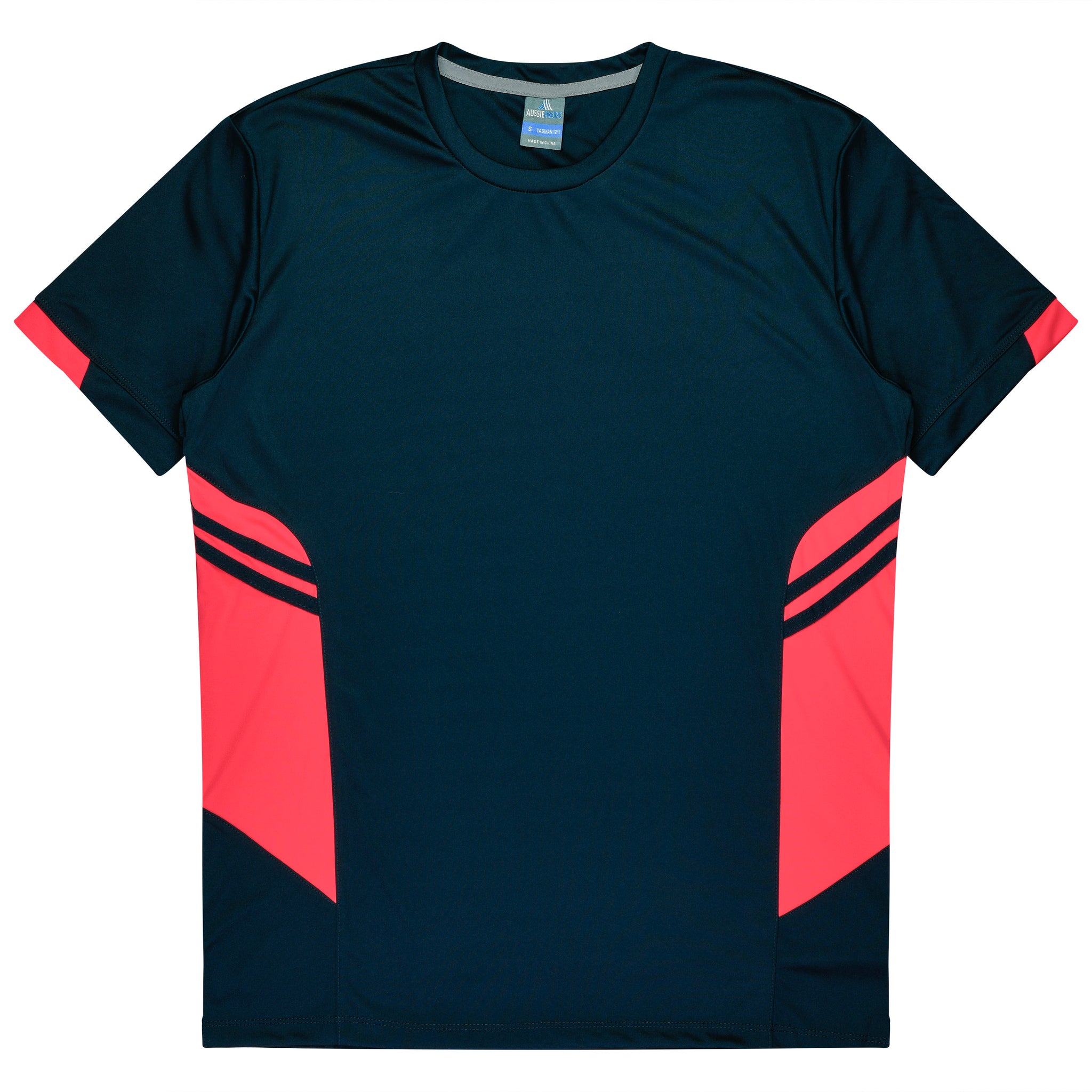 Tasman Mens Tee - Navy/Neon Pink