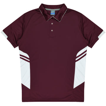 Tasman Mens Polo - Maroon/White
