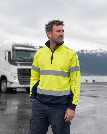 Taped Hi Vis 1/4 Zip Fleece Pullover with Sherpa Lining