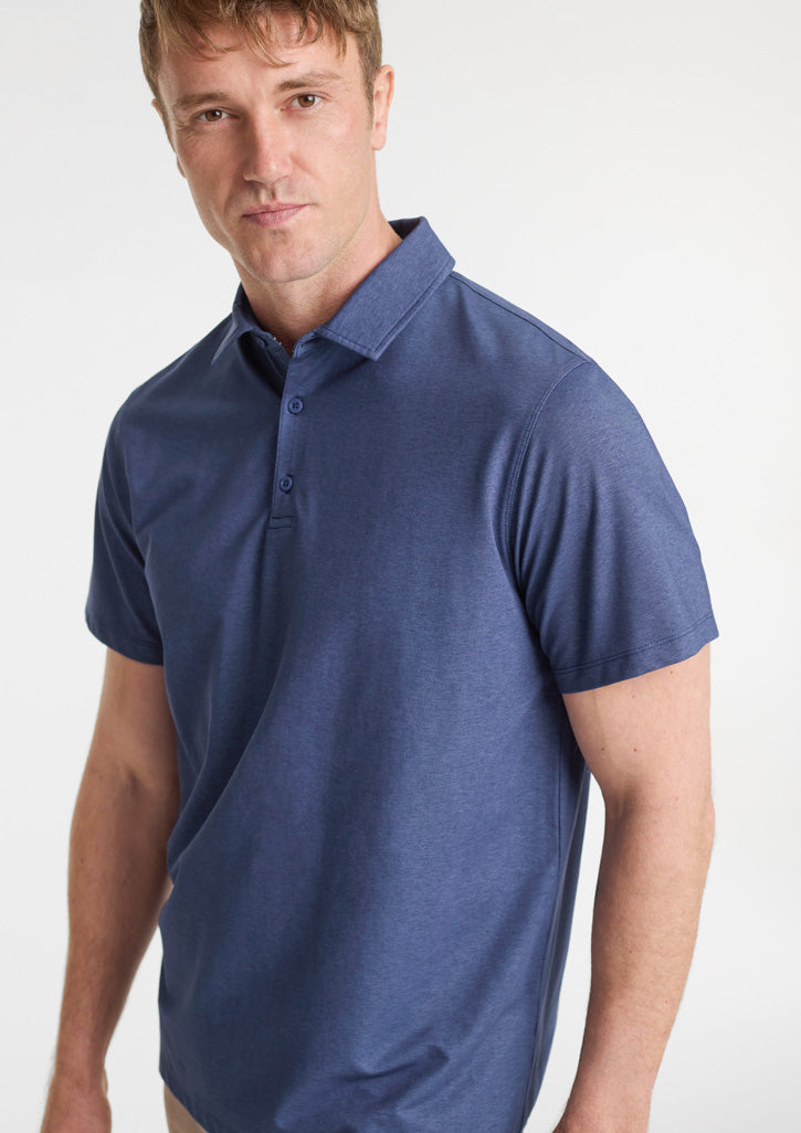 Mens Venture Short Sleeve Polo ||SRC=https://cdn.fashionbizapps.nz/honeybee/images/BP2616MS_Talent_DenimBlue_01.jpg