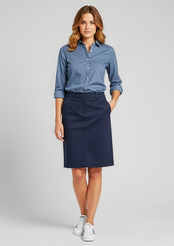Womens Lawson Skirt ||SRC=https://cdn.fashionbizapps.nz/honeybee/images/BS022L_Talent_Navy_01_nZqwoWK.jpg