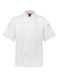 Mens Zest Short Sleeve Chef Jacket - White ||SRC=https://cdn.fashionbizapps.nz/honeybee/images/CH232MS_bProduct_White_01_octOBAS.jpg