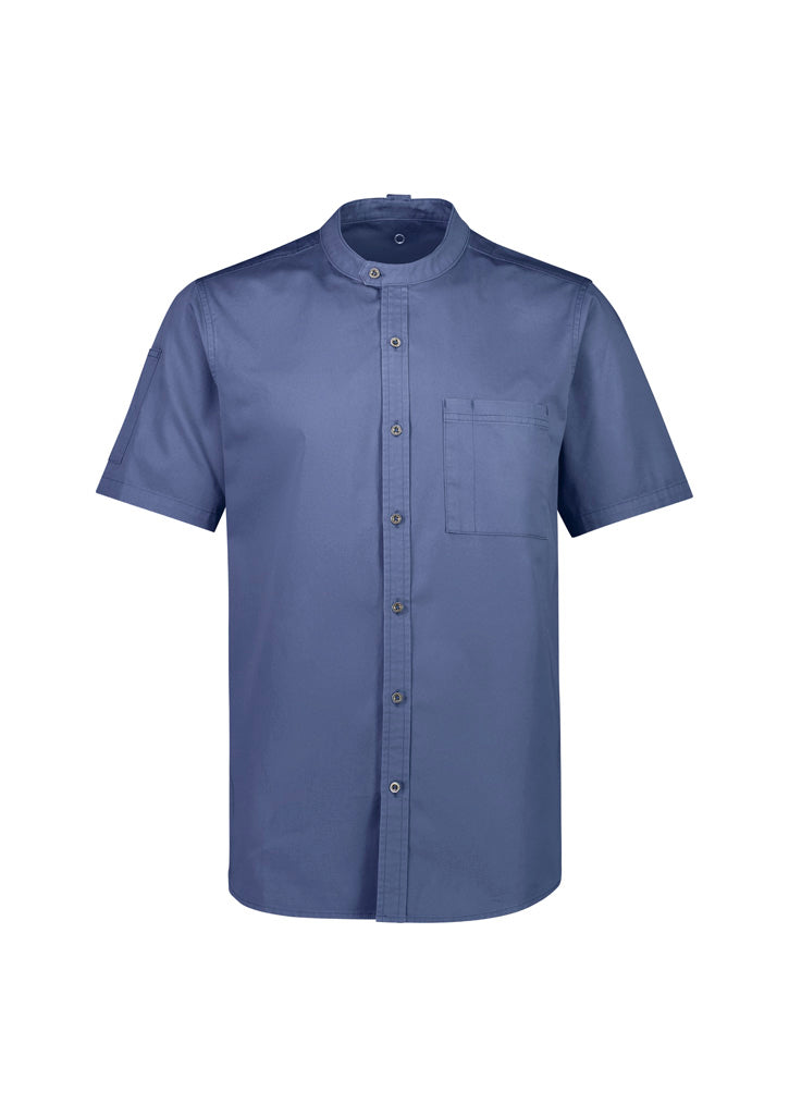 Mens Salsa Short Sleeve Chef Shirt - Grey Smoke ||SRC=https://cdn.fashionbizapps.nz/honeybee/images/CH329MS_bProduct_GreySmoke_01_hlSGnas.jpg