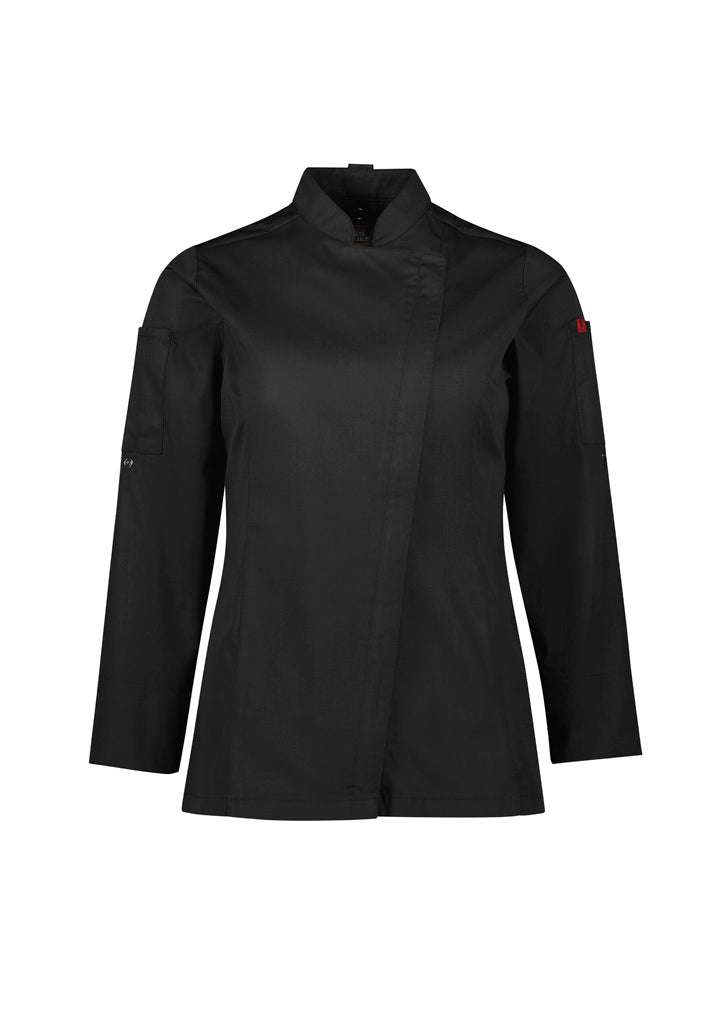 Womens Alfresco Long Sleeve Chef Jacket - Black ||SRC=https://cdn.fashionbizapps.nz/honeybee/images/CH330LL_bProduct_Black_01_8iBkjH8.jpg