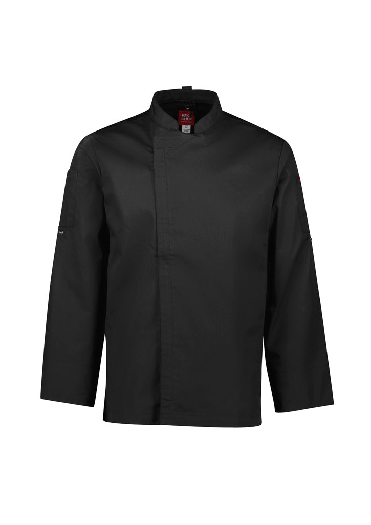 Mens Alfresco Long Sleeve Chef Jacket - Black ||SRC=https://cdn.fashionbizapps.nz/honeybee/images/CH330ML_bProduct_Black_01_5FyHKXv.jpg