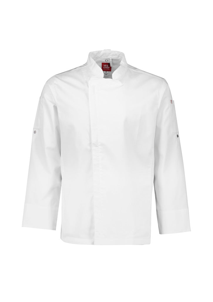 Mens Alfresco Long Sleeve Chef Jacket - White ||SRC=https://cdn.fashionbizapps.nz/honeybee/images/CH330ML_bProduct_White_01_OyWe2zP.jpg
