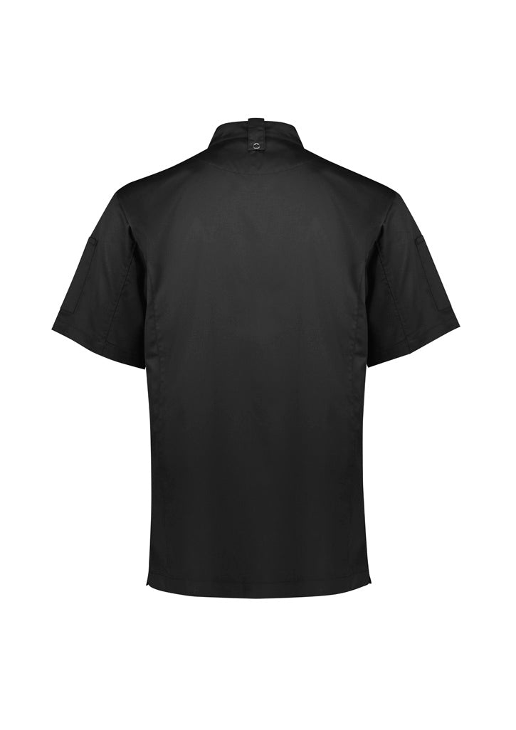 Mens Alfresco Short Sleeve Chef Jacket - Black ||SRC=https://cdn.fashionbizapps.nz/honeybee/images/CH330MS_bProduct_Black_02_4KuoY2H.jpg