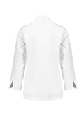 Womens Gusto Long Sleeve Chef Jacket - White ||SRC=https://cdn.fashionbizapps.nz/honeybee/images/CH430LL_Product_White_02.jpg