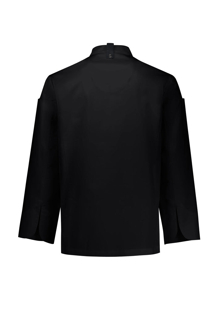 Mens Gusto Long Sleeve Chef Jacket - Black ||SRC=https://cdn.fashionbizapps.nz/honeybee/images/CH430ML_Product_Black_02.jpg