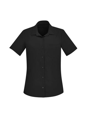 Womens Florence Plain Short Sleeve Shirt - Black