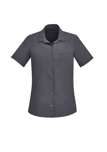 Womens Florence Plain Short Sleeve Shirt - Charcoal