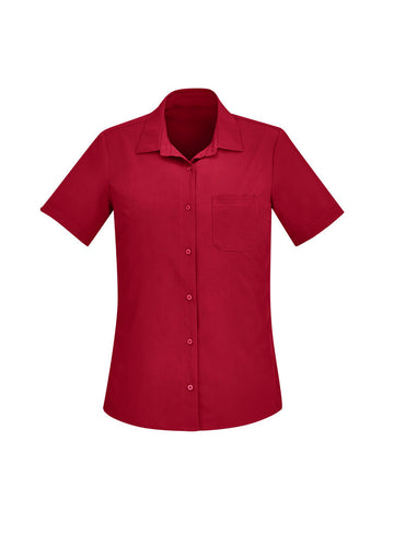 Womens Florence Plain Short Sleeve Shirt - Cherry