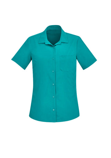 Womens Florence Plain Short Sleeve Shirt - Teal