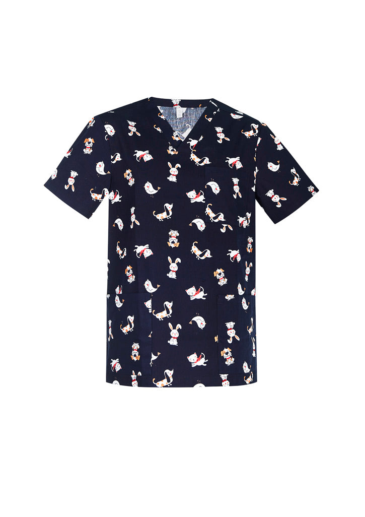 Mens Printed Best Friends Scrub Top ||SRC=https://cdn.fashionbizapps.nz/honeybee/images/CST147MS_bProduct_MidnightNavy_01_jZgIWDZ.jpg