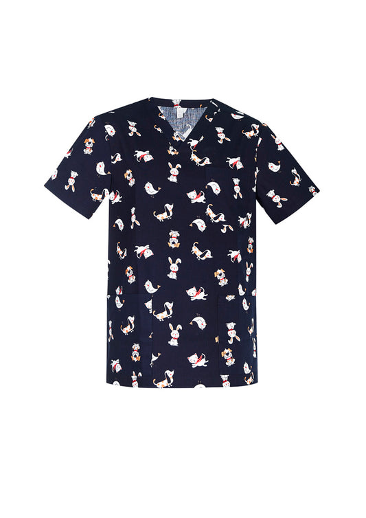 Mens Printed Best Friends Scrub Top ||SRC=https://cdn.fashionbizapps.nz/honeybee/images/CST147MS_bProduct_MidnightNavy_01_jZgIWDZ.jpg