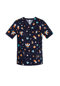 Womens Printed Space Party Scrub Top - Midnight Navy ||SRC=https://cdn.fashionbizapps.nz/honeybee/images/CST148LS_bProduct_MidnightNavy_01_PHZSsfr.jpg