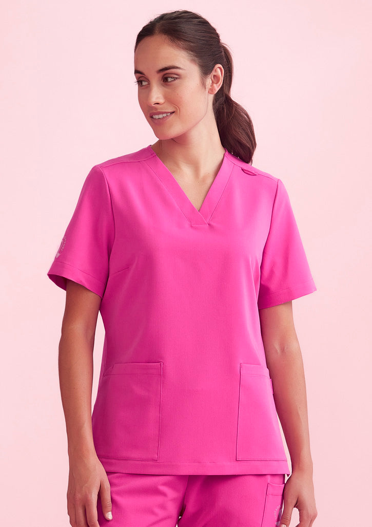 Womens Pink V-Neck Scrub Top
