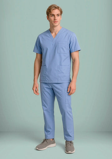 Unisex Classic  Scrub Pant ||SRC=https://cdn.fashionbizapps.nz/honeybee/images/H10610_Talent_MidBlue_01.jpg