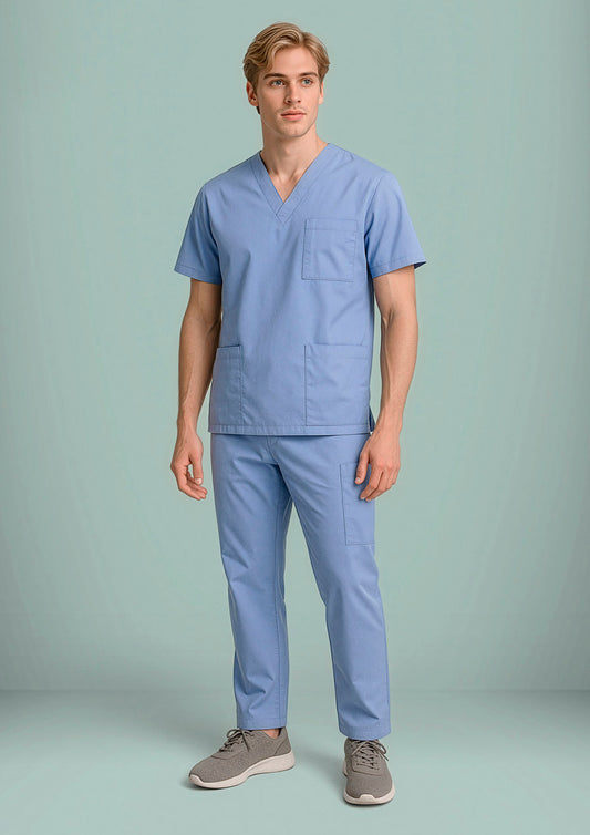 Unisex Classic  Scrub Pant ||SRC=https://cdn.fashionbizapps.nz/honeybee/images/H10610_Talent_MidBlue_01.jpg