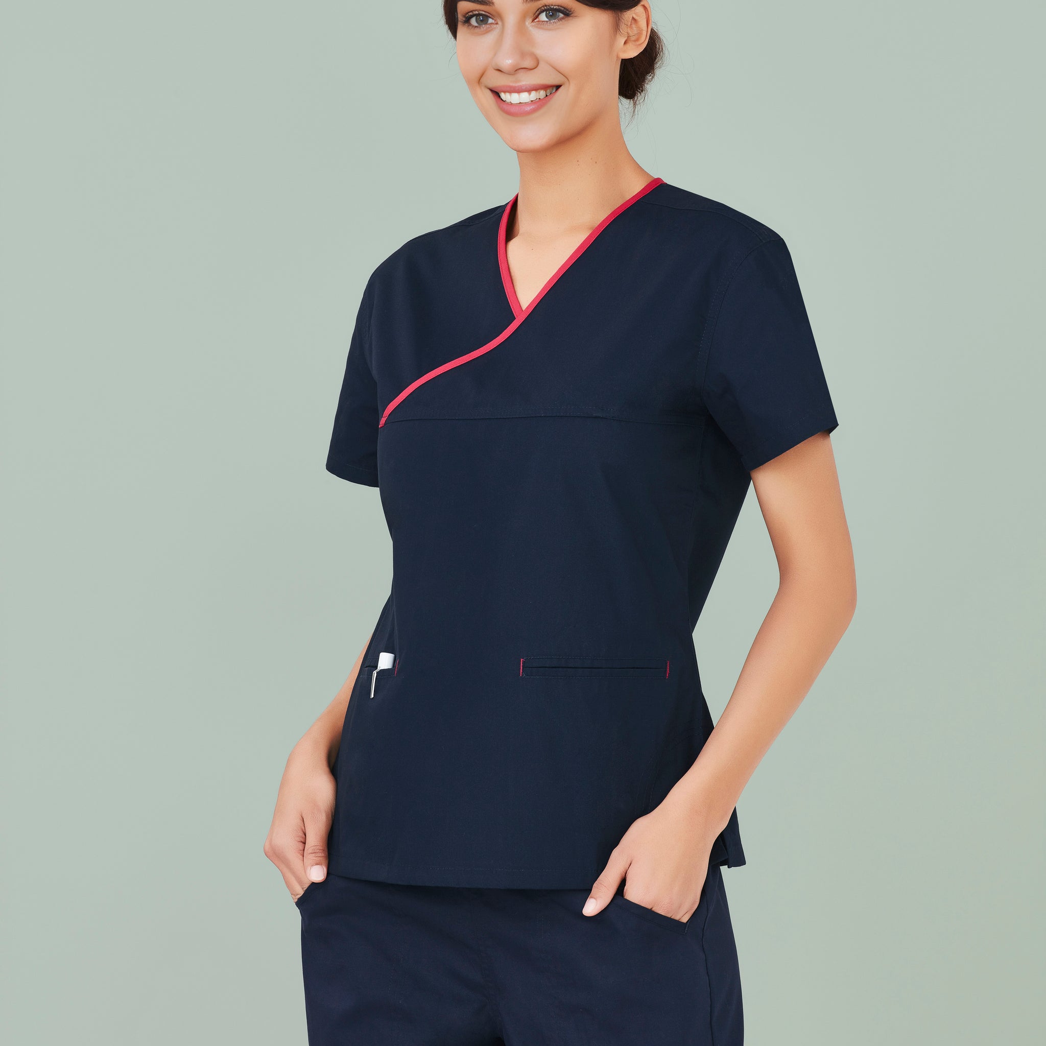 Womens Contrast Scrub Top