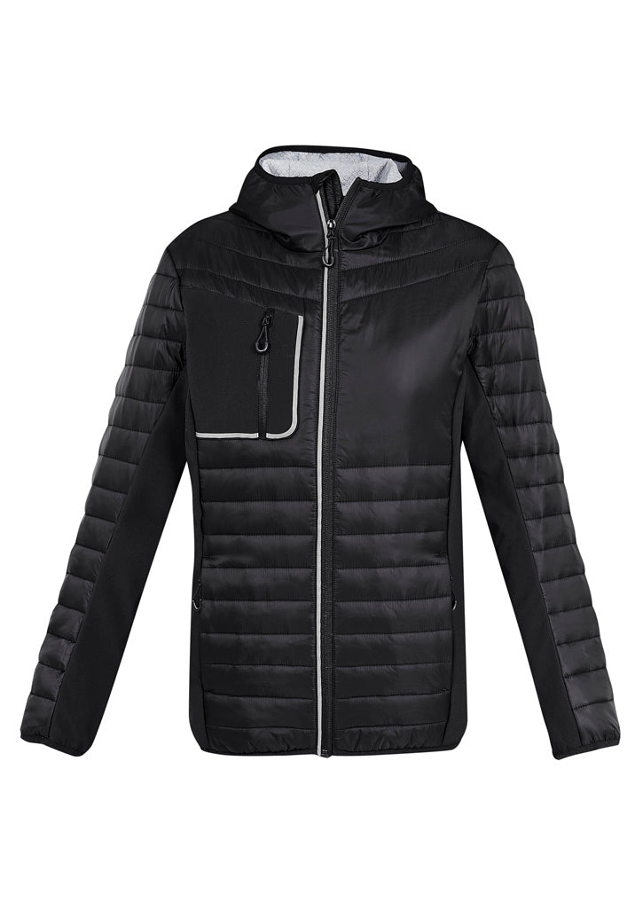 Unisex Patrol Jacket - Black/Silver ||SRC=https://cdn.fashionbizapps.nz/honeybee/images/J134M_bProduct_Black_Silver_01_9HsNKDR.jpg
