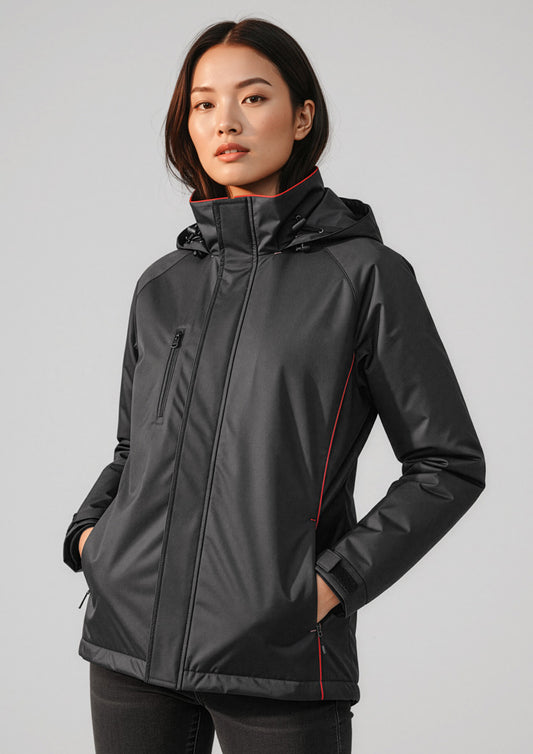 Unisex Core Jacket ||SRC=https://cdn.fashionbizapps.nz/honeybee/images/J236ML_Talent_Black_Red_01_4nwupOF.jpg