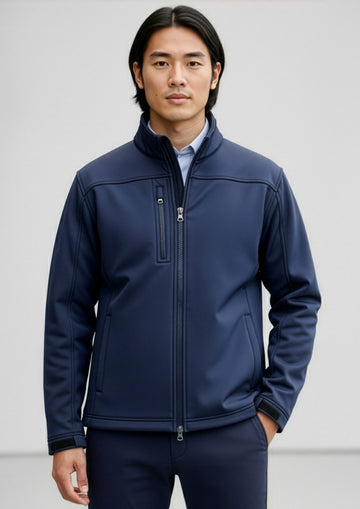 Mens Softshell Jacket ||SRC=https://cdn.fashionbizapps.nz/honeybee/images/J3880_Talent_Navy_01.jpg