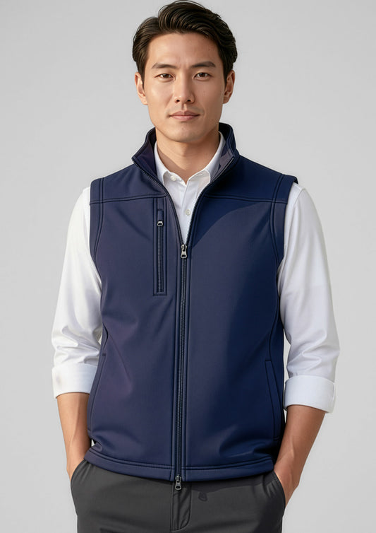 Mens Softshell Vest ||SRC=https://cdn.fashionbizapps.nz/honeybee/images/J3881_Talent_Navy_01_MrFCAgr.jpg