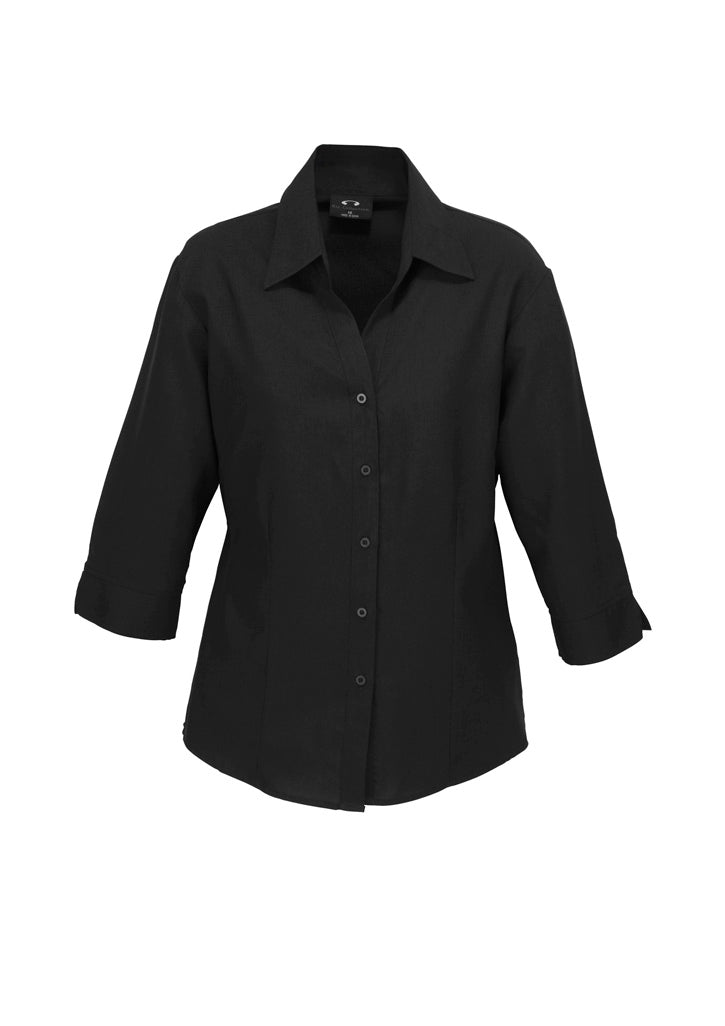 Womens Oasis 3/4 Sleeve Shirt - Black ||SRC=https://cdn.fashionbizapps.nz/honeybee/images/LB3600_bProduct_Black_01_f84Wc0M.jpg