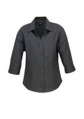 Womens Oasis 3/4 Sleeve Shirt - Charcoal ||SRC=https://cdn.fashionbizapps.nz/honeybee/images/LB3600_bProduct_Charcoal_01_l7MoNf7.jpg