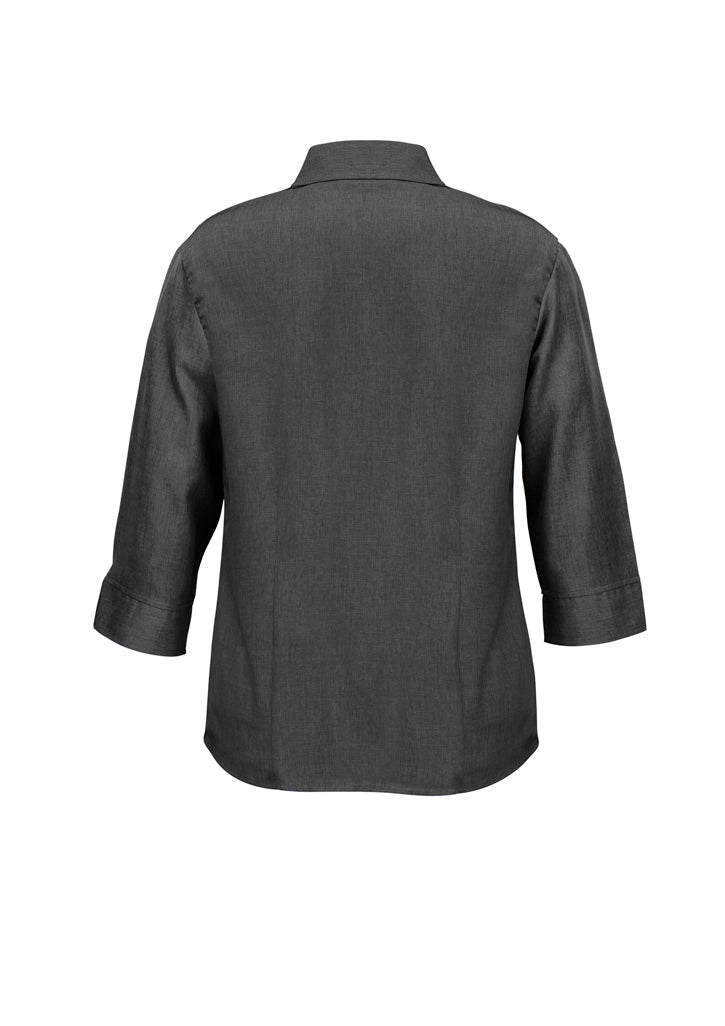Womens Oasis 3/4 Sleeve Shirt - Charcoal ||SRC=https://cdn.fashionbizapps.nz/honeybee/images/LB3600_bProduct_Charcoal_02_5Qvd9DC.jpg