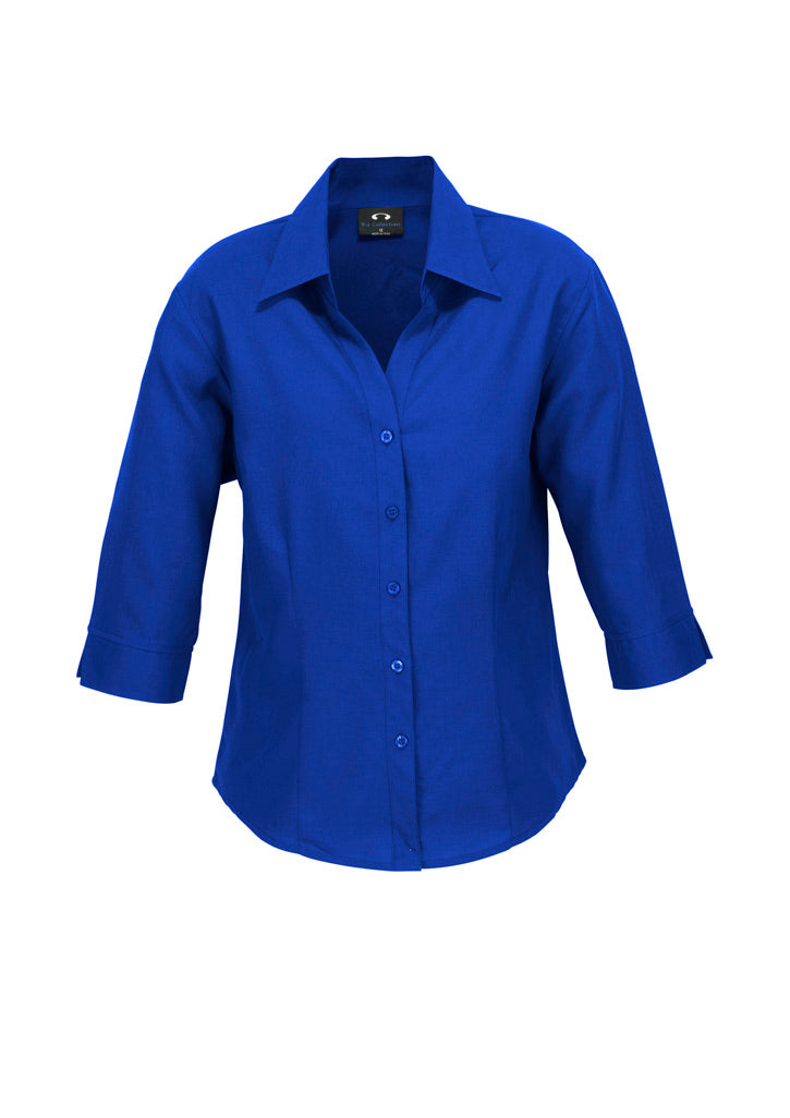 Womens Oasis 3/4 Sleeve Shirt - Electric Blue ||SRC=https://cdn.fashionbizapps.nz/honeybee/images/LB3600_bProduct_ElectricBlue_01_mv75LLw.jpg