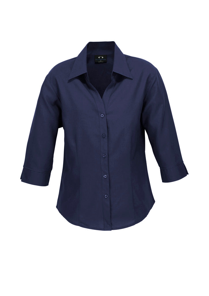 Womens Oasis 3/4 Sleeve Shirt - Navy ||SRC=https://cdn.fashionbizapps.nz/honeybee/images/LB3600_bProduct_Navy_01_7YxNLra.jpg
