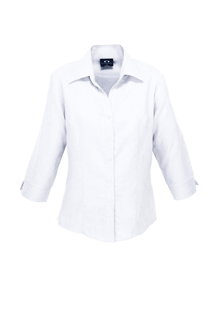 Womens Oasis 3/4 Sleeve Shirt - White ||SRC=https://cdn.fashionbizapps.nz/honeybee/images/LB3600_bProduct_White_01_h9WSY6k.jpg
