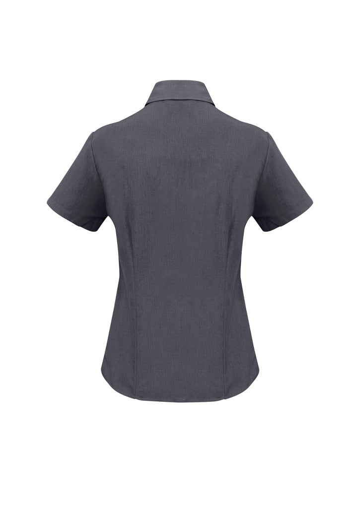 Womens Oasis Short Sleeve Shirt - Charcoal ||SRC=https://cdn.fashionbizapps.nz/honeybee/images/LB3601_bProduct_Charcoal_02_aZFn0ju.jpg