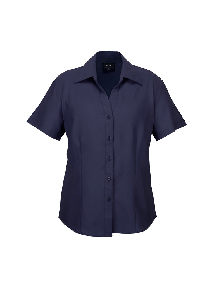 Womens Oasis Short Sleeve Shirt - Navy ||SRC=https://cdn.fashionbizapps.nz/honeybee/images/LB3601_bProduct_Navy_01_vDR8NOK.jpg