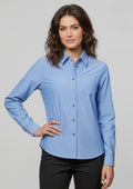 Womens Chambray Long Sleeve Shirt ||SRC=https://cdn.fashionbizapps.nz/honeybee/images/LB6201_Talent_ChambrayBlue_01_3jBRjOb.jpg