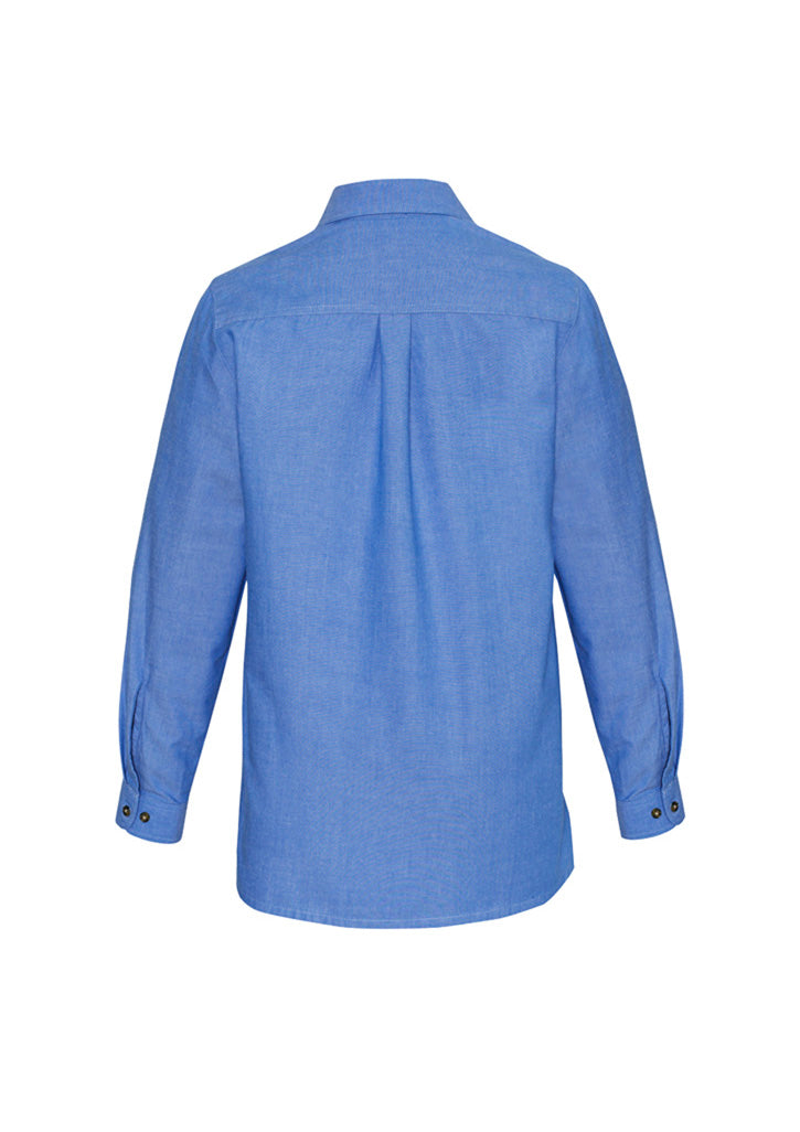 Womens Chambray Long Sleeve Shirt - Chambray Blue ||SRC=https://cdn.fashionbizapps.nz/honeybee/images/LB6201_bProduct_ChambrayBlue_02_FETNOrW.jpg