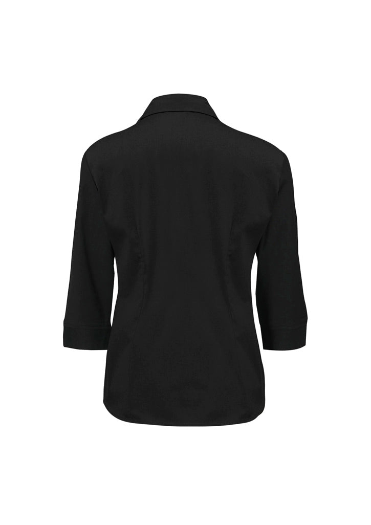 Womens Metro 3/4 Sleeve Shirt - Black ||SRC=https://cdn.fashionbizapps.nz/honeybee/images/LB7300_bProduct_Black_02_TT6X0MD.jpg
