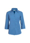 Womens Metro 3/4 Sleeve Shirt - Mid Blue ||SRC=https://cdn.fashionbizapps.nz/honeybee/images/LB7300_bProduct_MidBlue_01_1xUhACE.jpg