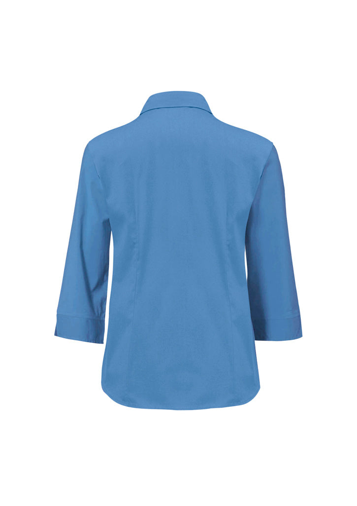 Womens Metro 3/4 Sleeve Shirt - Mid Blue ||SRC=https://cdn.fashionbizapps.nz/honeybee/images/LB7300_bProduct_MidBlue_02_9kRpOZS.jpg