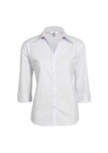 Womens Metro 3/4 Sleeve Shirt - White ||SRC=https://cdn.fashionbizapps.nz/honeybee/images/LB7300_bProduct_White_01_QUcMdBw.jpg
