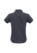 Womens Metro Short Sleeve Shirt - Charcoal ||SRC=https://cdn.fashionbizapps.nz/honeybee/images/LB7301_bProduct_Charcoal_02_21BBBUD.jpg
