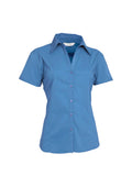 Womens Metro Short Sleeve Shirt - Mid Blue ||SRC=https://cdn.fashionbizapps.nz/honeybee/images/LB7301_bProduct_MidBlue_01_vM82JiZ.jpg