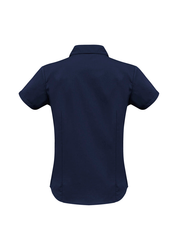 Womens Metro Short Sleeve Shirt - Navy ||SRC=https://cdn.fashionbizapps.nz/honeybee/images/LB7301_bProduct_Navy_02_aQNfMsF.jpg