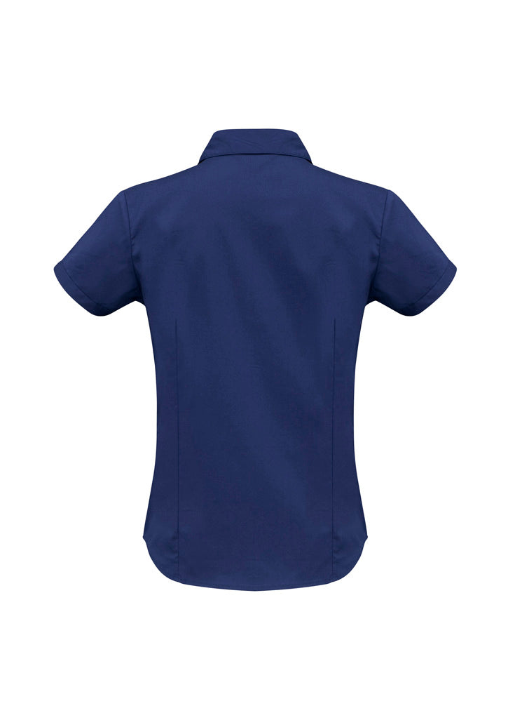 Womens Metro Short Sleeve Shirt - Royal ||SRC=https://cdn.fashionbizapps.nz/honeybee/images/LB7301_bProduct_Royal_02_spsAIvF.jpg